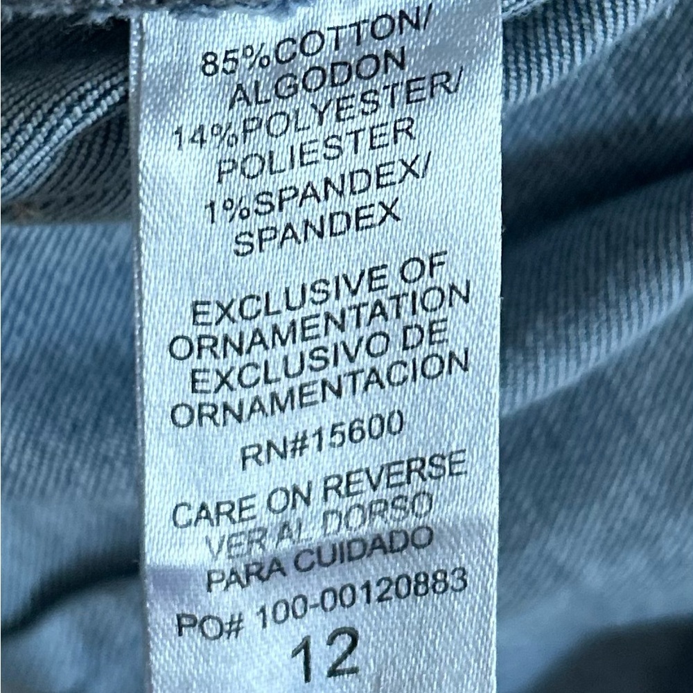 Democracy sailor pocket style jeans, women’s size 12, blue wash. Raw hem. - Picture 8 of 9